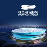 中国新闻网报道：大连梭鱼湾足球场精彩亮相 LOGO画龙点睛大获好评